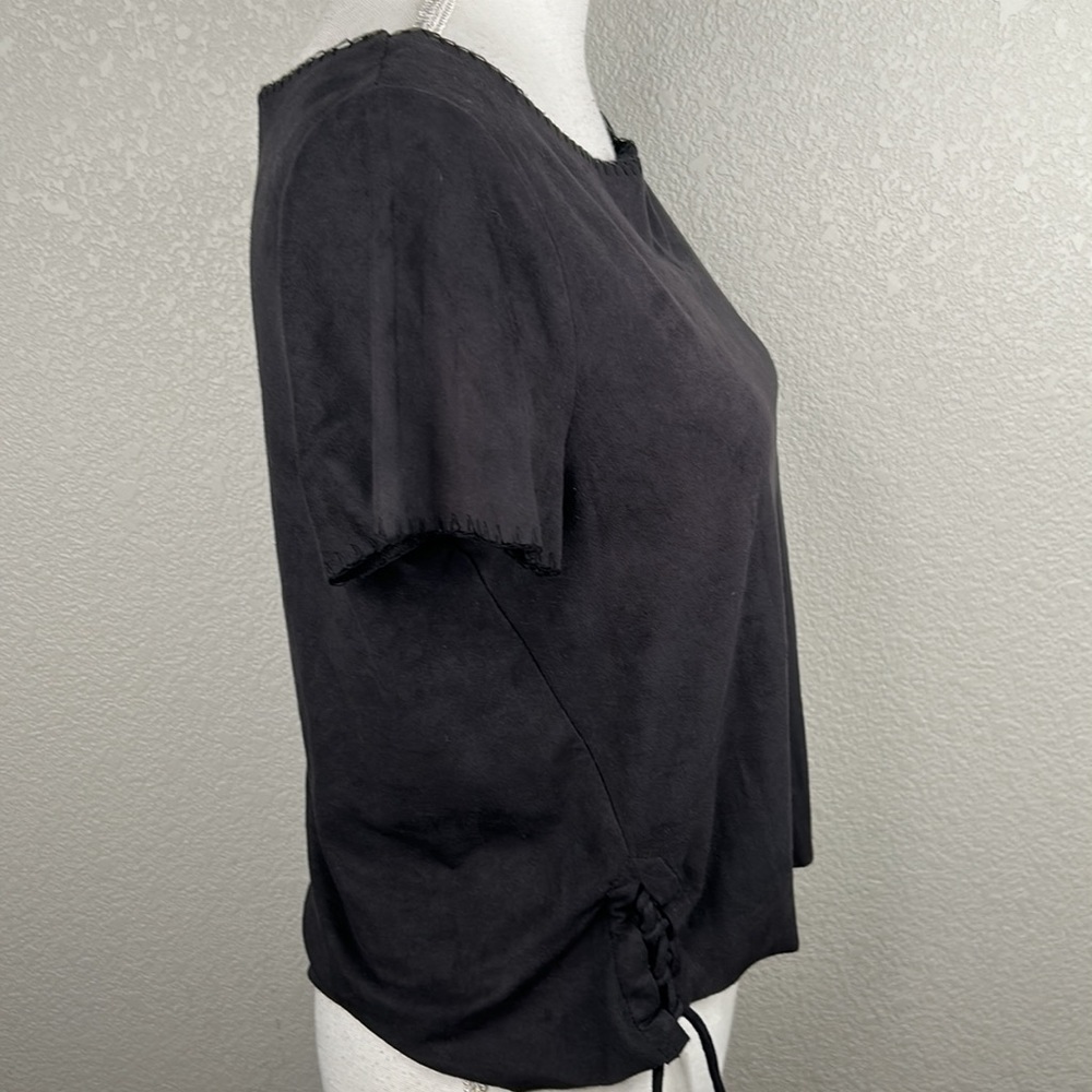 Hollister Black Faux Suede Top with Side Ties Size Small - Picture 3 of 6
